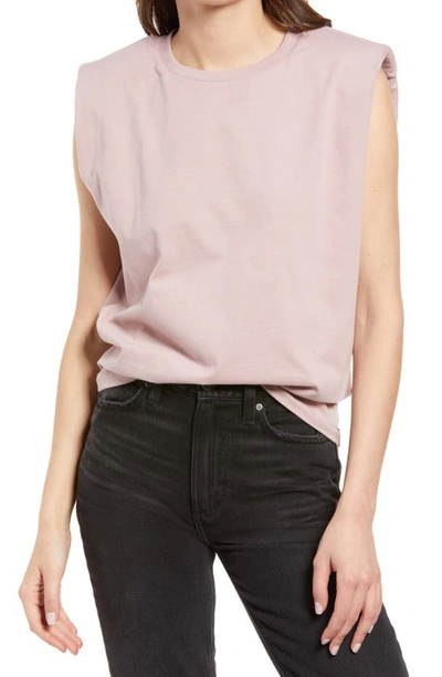 Allsaints Coni Shoulder Pad Cotton Sleeveless Muscle T-shirt In Morning Mauve