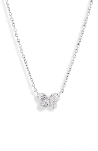 Anzie Love Letter Pavé Butterfly Necklace In Silver