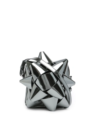 Mm6 Maison Margiela Metallic Gift Bow Crossbody Bag In Silver