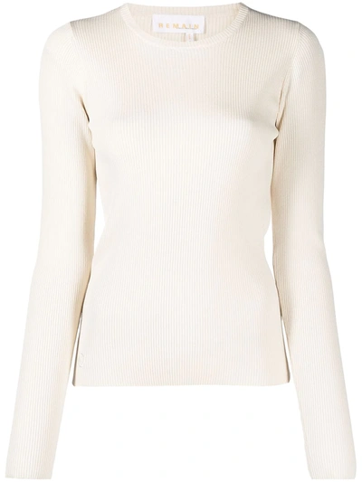 Remain Birger Christensen Basel Long Sleeve Open Back Knit Sweater In Nude