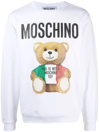 Moschino Italian Teddy Cotton Jumper In White In White