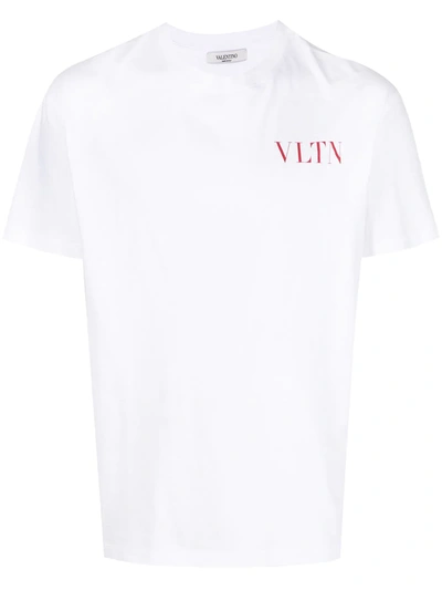 Valentino Vltn Short-sleeved Cotton T-shirt In White