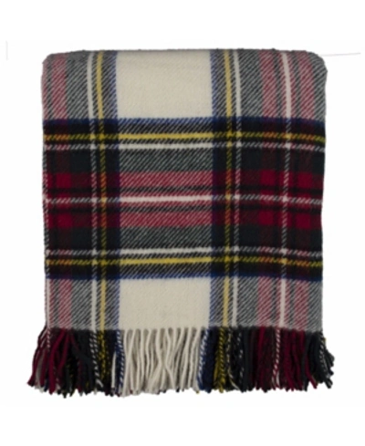 Prince Of Scots Highland Tartan Tweed Pure New Wool Throw In Off White
