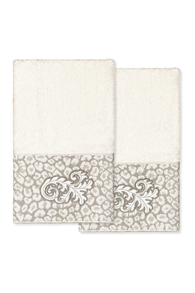 Linum Home Textiles April Embellished Hand Towel Set, 2 Piece Bedding In Beige