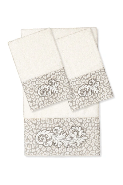Linum Home Textiles April Embellished Towel Set, 3 Piece Bedding In Beige