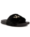 Juicy Couture Women's Windy Faux Fur Sandal Slide Women's Shoes In Black