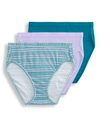 Jockey Elance Breathe Brief 3 Pack Underwear 1542, Extended Sizes In Blue,tribal,lilac