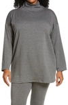 Eileen Fisher Funnel Neck Fleece Pullover In Slate