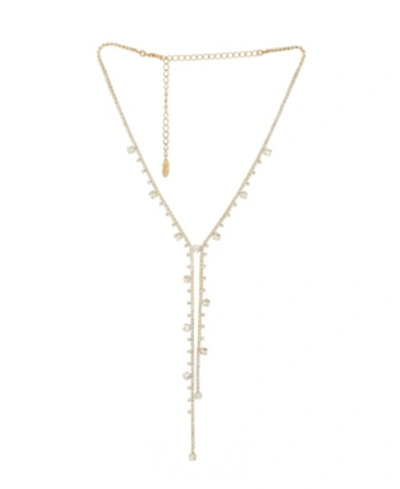 Ettika Elegant Crystal Drop Chain Lariat Necklace In Gold