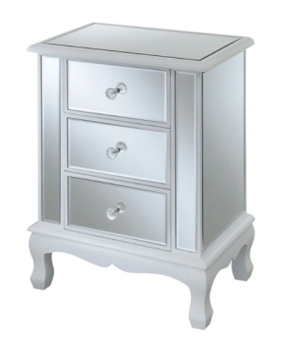 Convenience Concepts Gold Coast Vineyard Mirrored 3 Drawer End Table In White