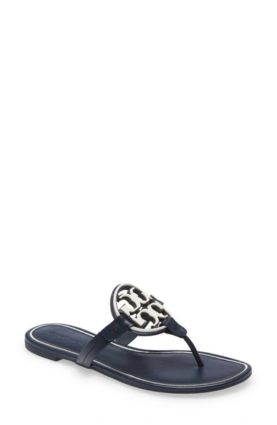 Tory Burch Metal Miller Sandal In Perfect Navy/ivory/navy