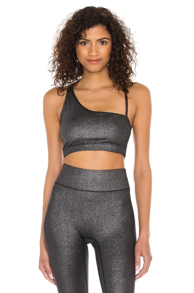 All Access One-shoulder Compression Sports Bra In Silver Foil