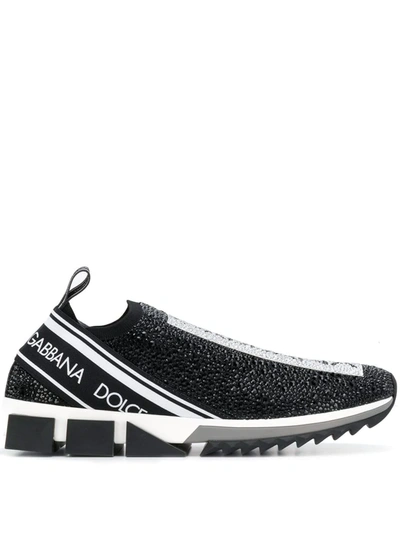Dolce & Gabbana Logotape Sorrento Sneaker With Fusible Crystals In Black