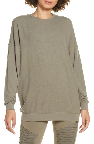 Alo Yoga Soho Pullover In Olive Branch Heather