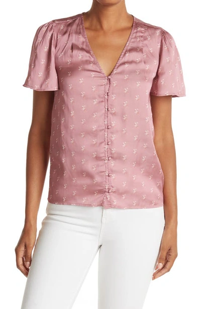 Paige Kelly Florala Flutter Sleeve Blouse In Mesa Rose