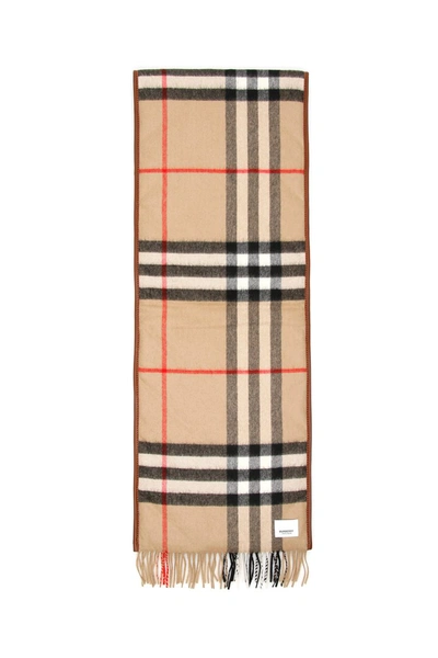 Burberry Quilted Giant Check Scarf In Dark Camel