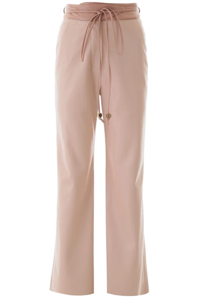Nanushka Faux Leather Trousers In Blush Patchwork