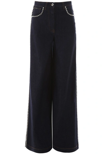 Dolce & Gabbana Crystal-embellished Flare Jeans In Blu Scurissimo 1