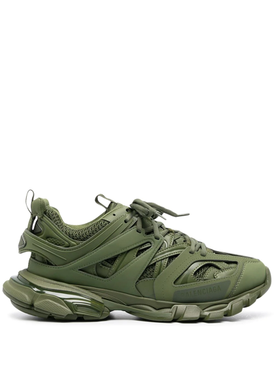 Balenciaga Track Faux-leather And Recycled-mesh Trainers In Green