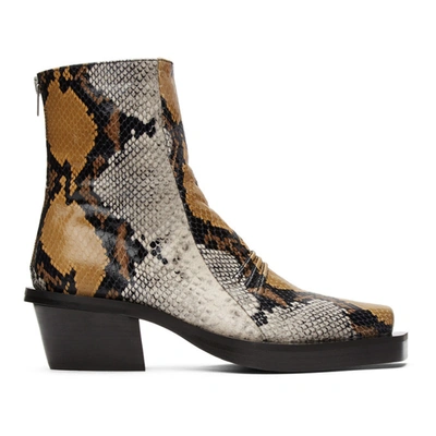 Alyx Leone Snake-print Square-toe Leather Chelsea Boots In Dark Animal Print