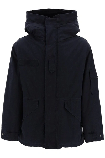 Mr &amp; Mrs Italy Mr & Mrs Italy Midi Curtain Parka With Removable Fur Interior In Night Blue Black