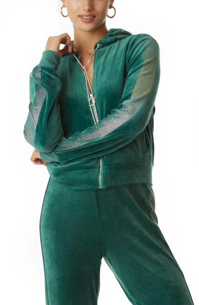 Juicy Couture Anniversary Velour Hooded Zip Track Jacket In Jade