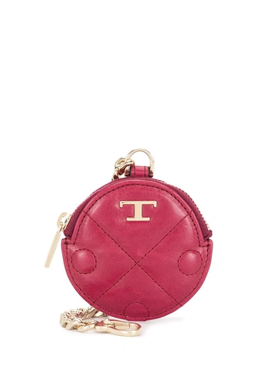 Tod's Logo-signature Coin Purse In Burgundy