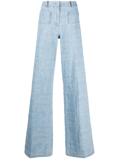 Giambattista Valli High Waist Cotton Denim Wide Leg Jeans
