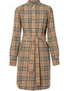 Burberry Vintage Check Shirt Dress In Yellow