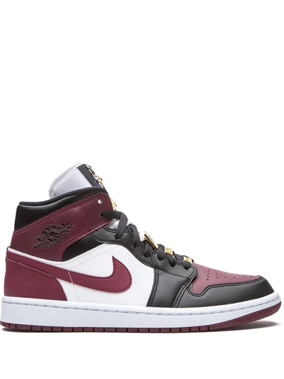 Jordan Air  1 Mid Sneakers In Black/beetroot/white