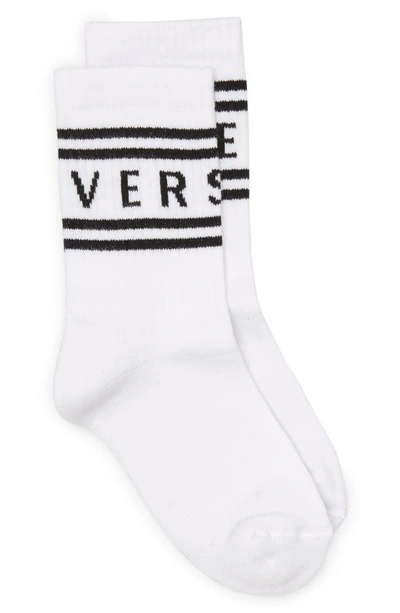 Versace Logo Jacquard Cotton-blend Socks In White