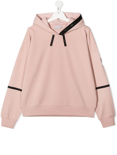 Moncler Kids' Hooded Sweatshirt With Contrasting Details In Pink