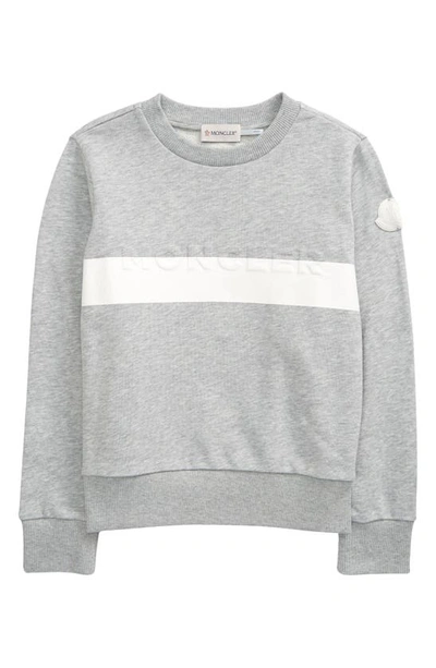 Moncler Kids' Embossed Logo Cotton Sweatshirt In Grey
