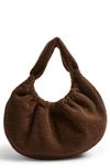 Topshop Borg Scrunchie Bag In Dark Brown