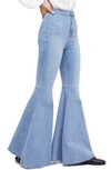 Free People Just Float On High Waist Flare Jeans In Blue Combo