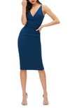 Dress The Population Anita Crepe Cocktail Dress In Peacock Blue