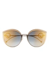 Fendi 58mm Metal Butterfly Sunglasses In Gold Ivory/ Grey Gold Mirror