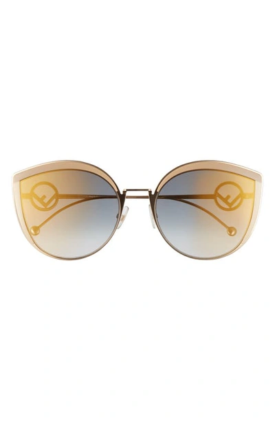 Fendi 58mm Metal Butterfly Sunglasses In Gold Ivory/ Grey Gold Mirror