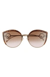 Fendi 58mm Metal Butterfly Sunglasses In Gold/ Havana/gradient