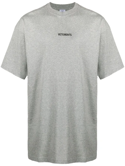 Vetements Oversized-cut Logo T-shirt In Grey