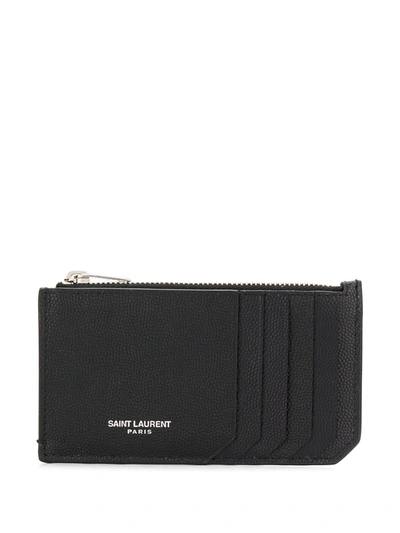 Saint Laurent Leather Credit Card Holder In Black