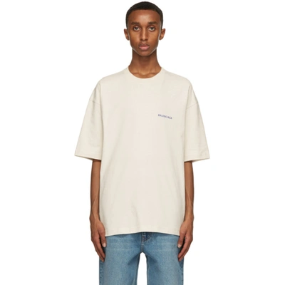 Balenciaga Medium Fit T-shirt Chalky White Black In 9055 Chalky