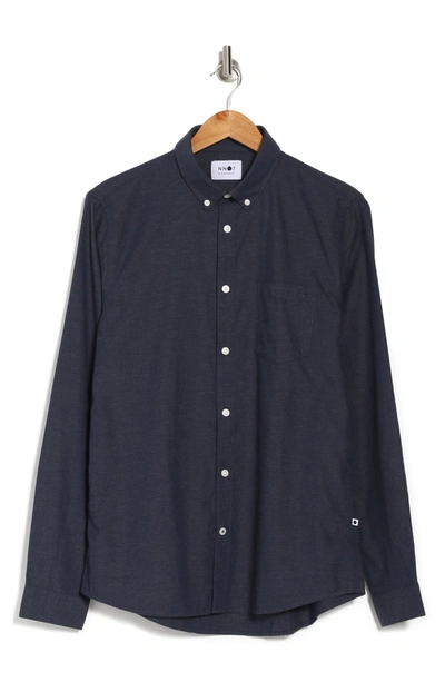 Nn07 Levon 5722 Flannel Button-down Shirt In Navy Blue