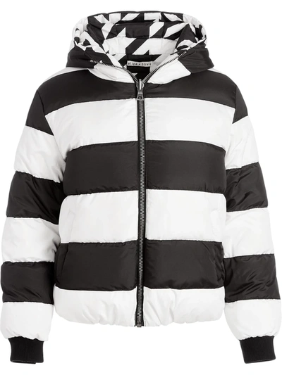 Alice And Olivia Alice + Olivia Durham Reversible Hooded Down Jacket In Houndstooth/ Combo