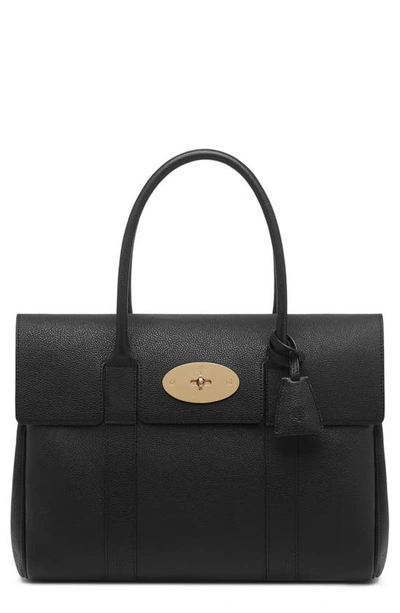 Mulberry Bayswater Pebbled Leather Satchel In Black