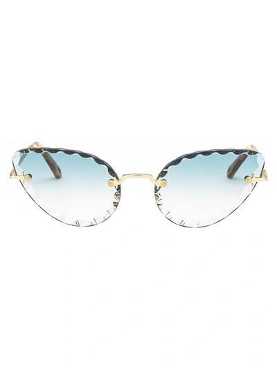 Chloé Ce157s Sunglasses In 839 Gold Gradient Turquoise