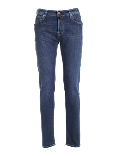 Jacob Cohen Style 622 Calf Hair Logo Jeans In Blue