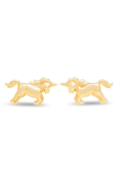 Stone And Strand Mini Unicorn Stud Earrings In Yellow Gold