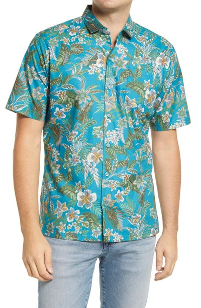 Tori Richard Green Thumb Tropical Print Short Sleeve Button-up Shirt In Parrotfish
