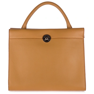 D'este Women's Leather Handbag Shopping Bag Purse Paris In Beige